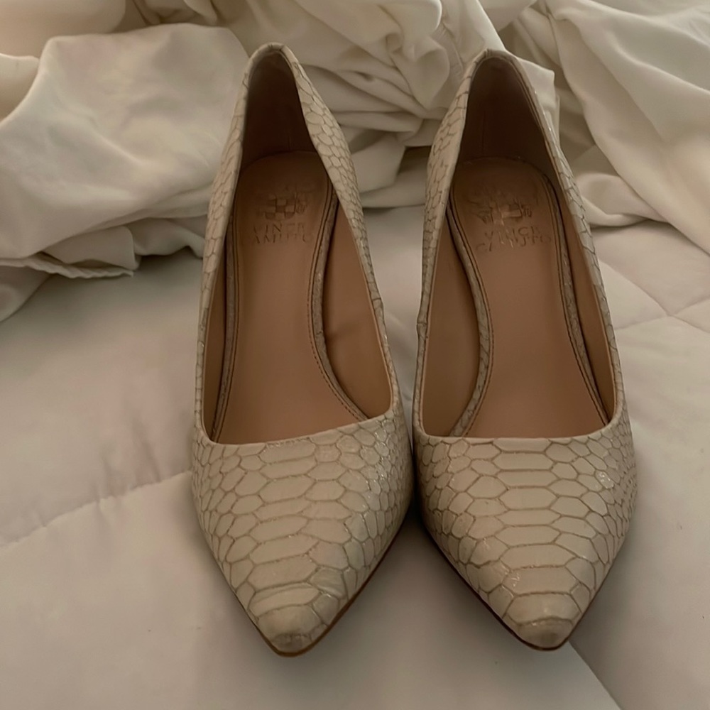 Cream with gold detailing heels